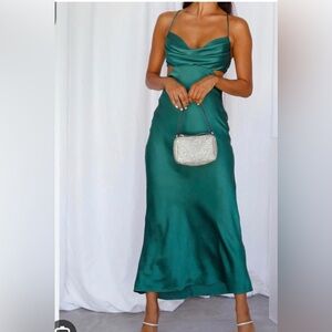 Hello Molly Teal Satin Dress